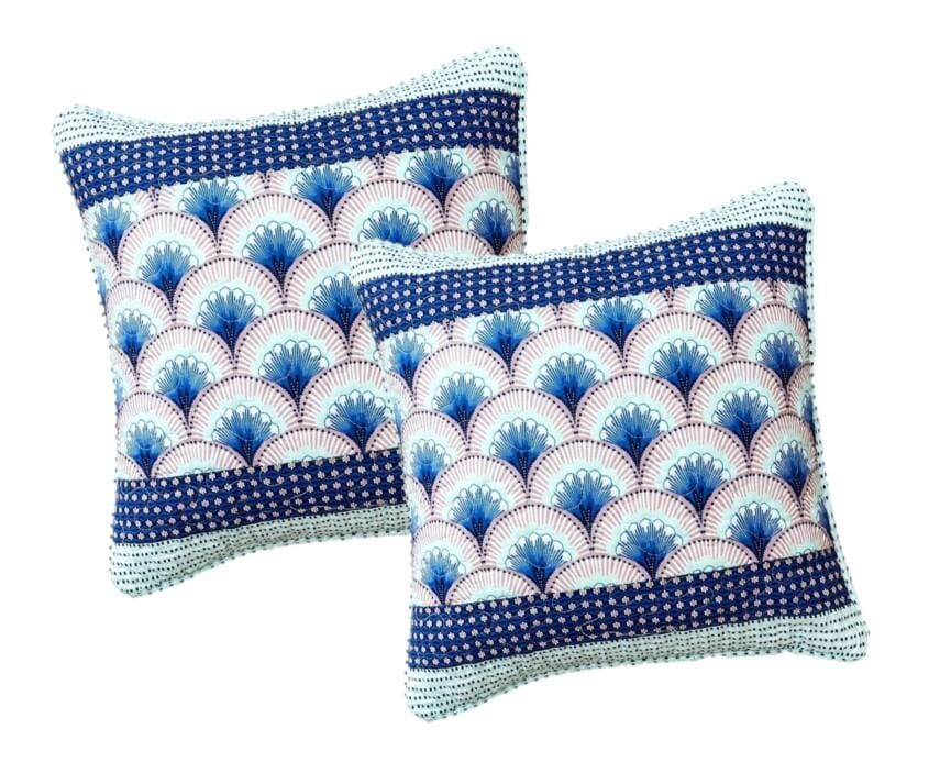 DaDa Bedding Set of 2-Pieces Mediterranean Fans Waves Minty Blue Throw