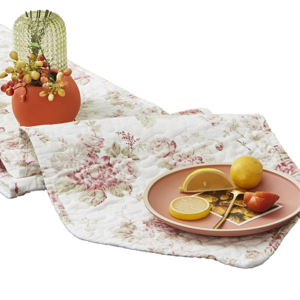 DaDa Bedding Hint of Mint Cottage Floral Roses Quilted Cotton Dining