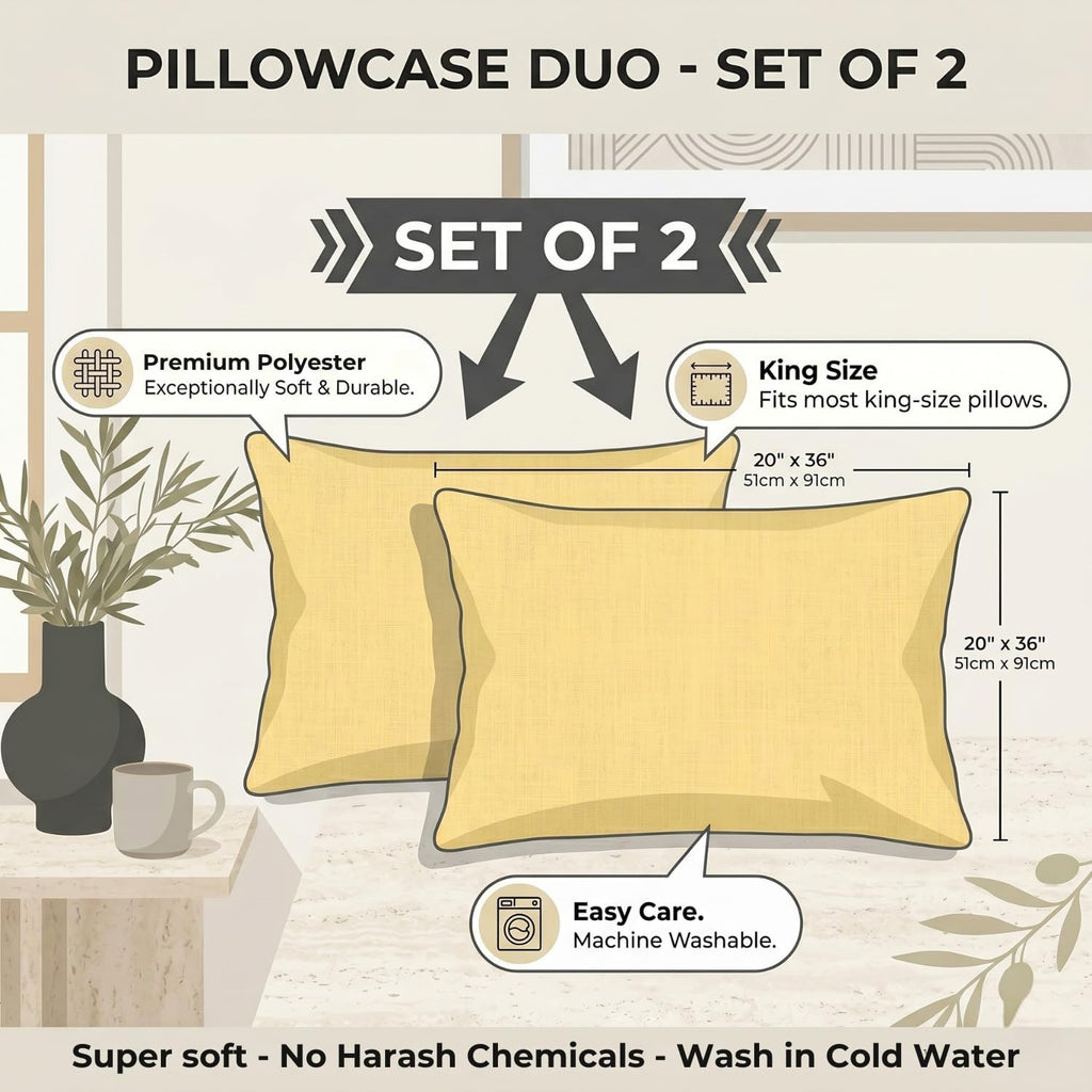 DaDa Bedding Ultra-Soft Microfiber Pillowcases - 2 Pack - Soft,