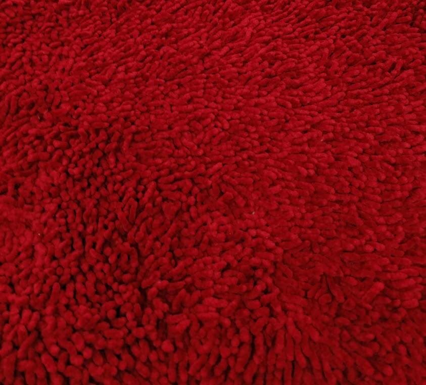 DaDa Bedding Burgundy Red Shaggy Soft Chenille Noodle Carpet Rug Bath