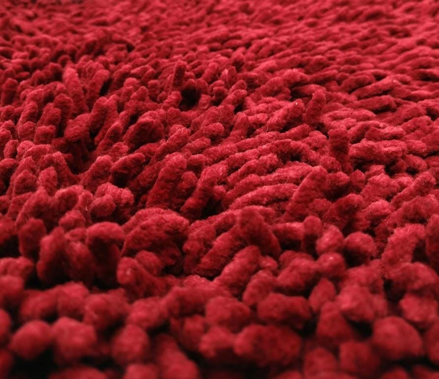 DaDa Bedding Burgundy Red Shaggy Soft Chenille Noodle Carpet Rug Bath