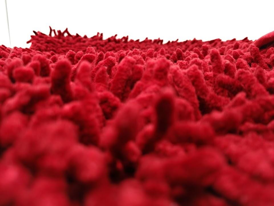 DaDa Bedding Burgundy Red Shaggy Soft Chenille Noodle Carpet Rug Bath