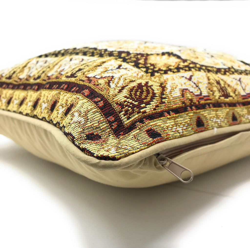 DaDa Bedding Elegant Golden Persian Style Rug Floral Tapestry Throw