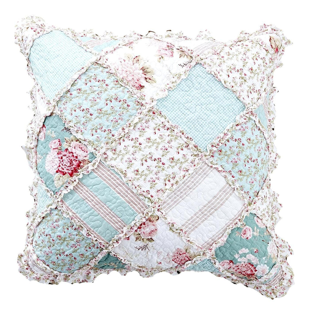 DaDa Bedding Patchwork Hint of Mint Floral Cotton Patchwork Euro