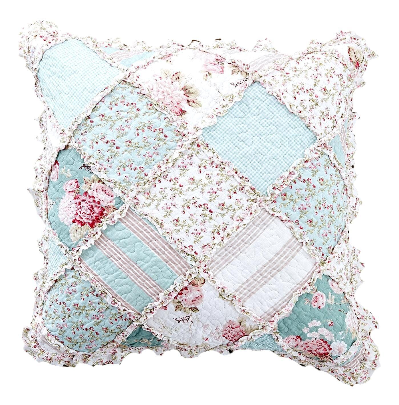 DaDa Bedding Patchwork Hint of Mint Floral Cotton Patchwork Euro