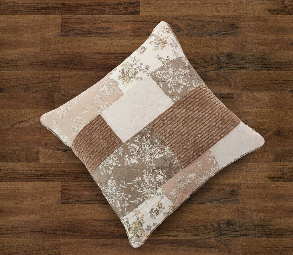 DaDa Bedding Vintage Patchwork Dusty Rose Taupe & Tan Beige Brown