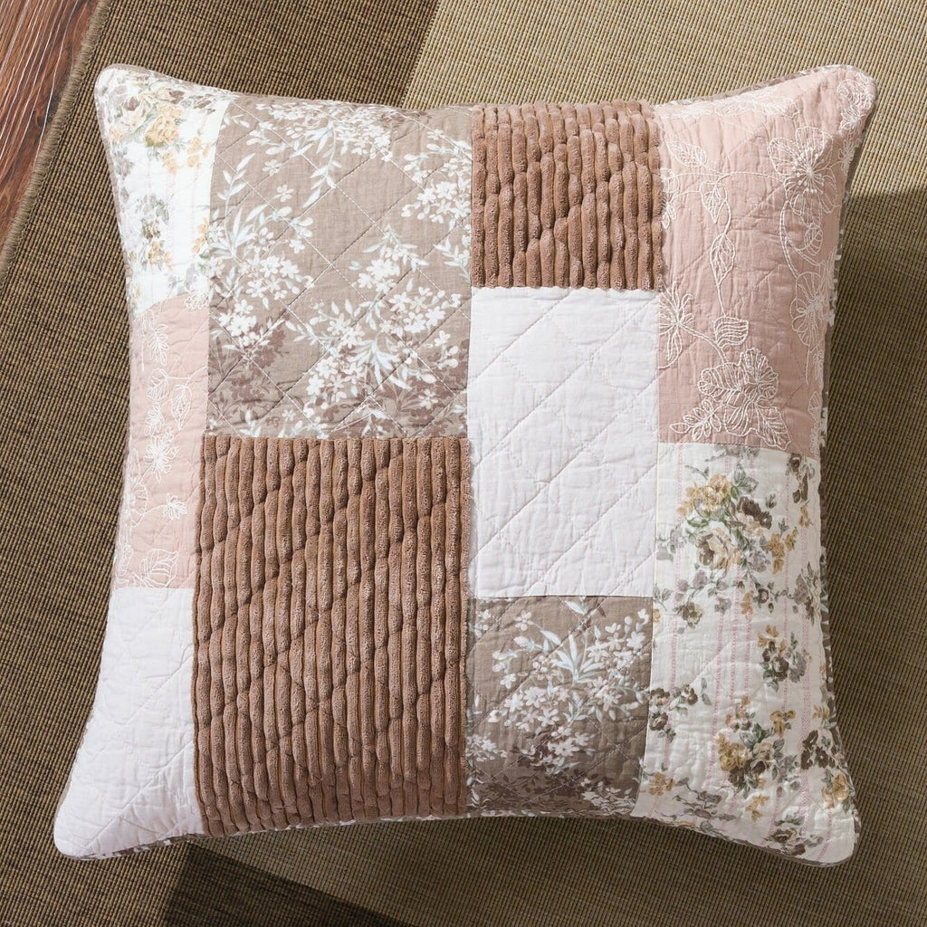 DaDa Bedding Vintage Patchwork Dusty Rose Taupe & Tan Beige Brown