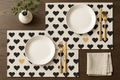 DaDa Bedding Set of 4-Pieces Valentine's day Yellow & Black Hearts