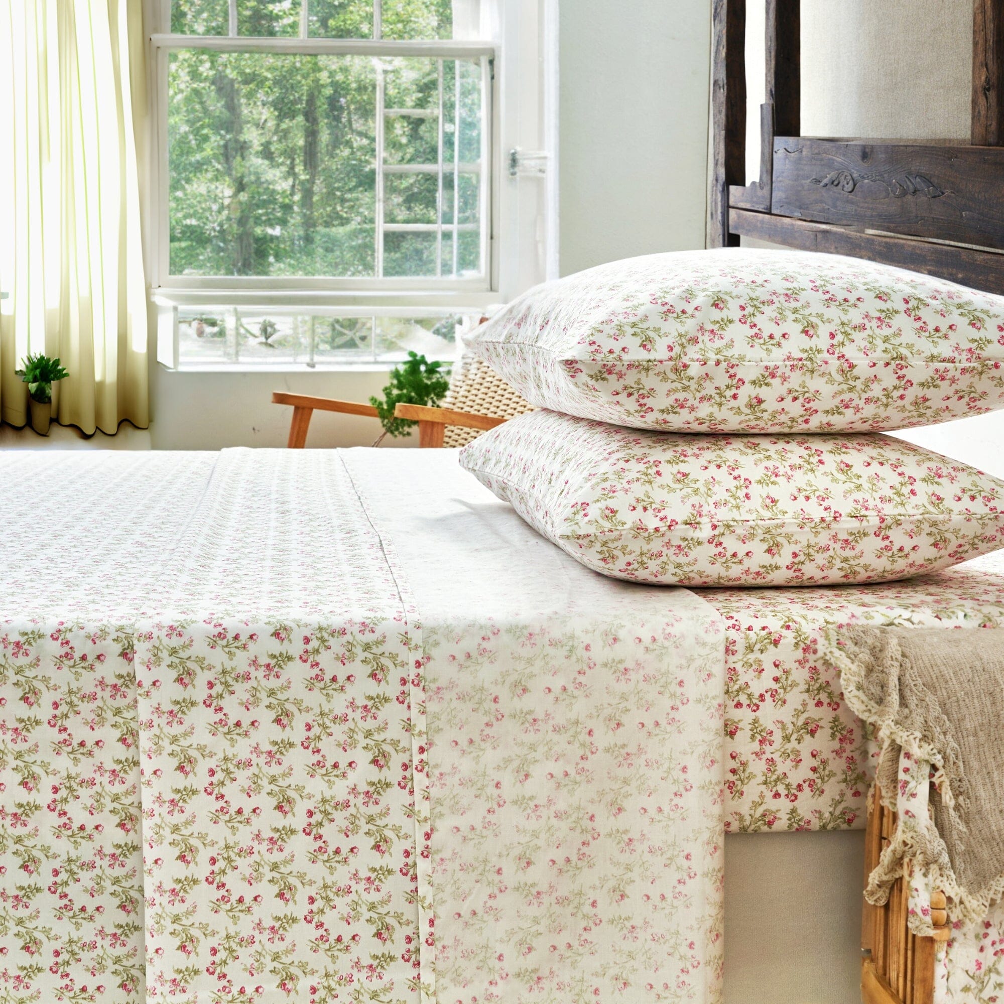 DaDa Bedding Romantic Coquette Floral Cotton Sheet Set