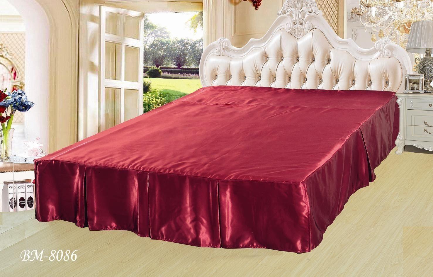 DaDa Bedding Sangria Ruby Red Dust Ruffle Pleated Bed Skirt - 14" Drop