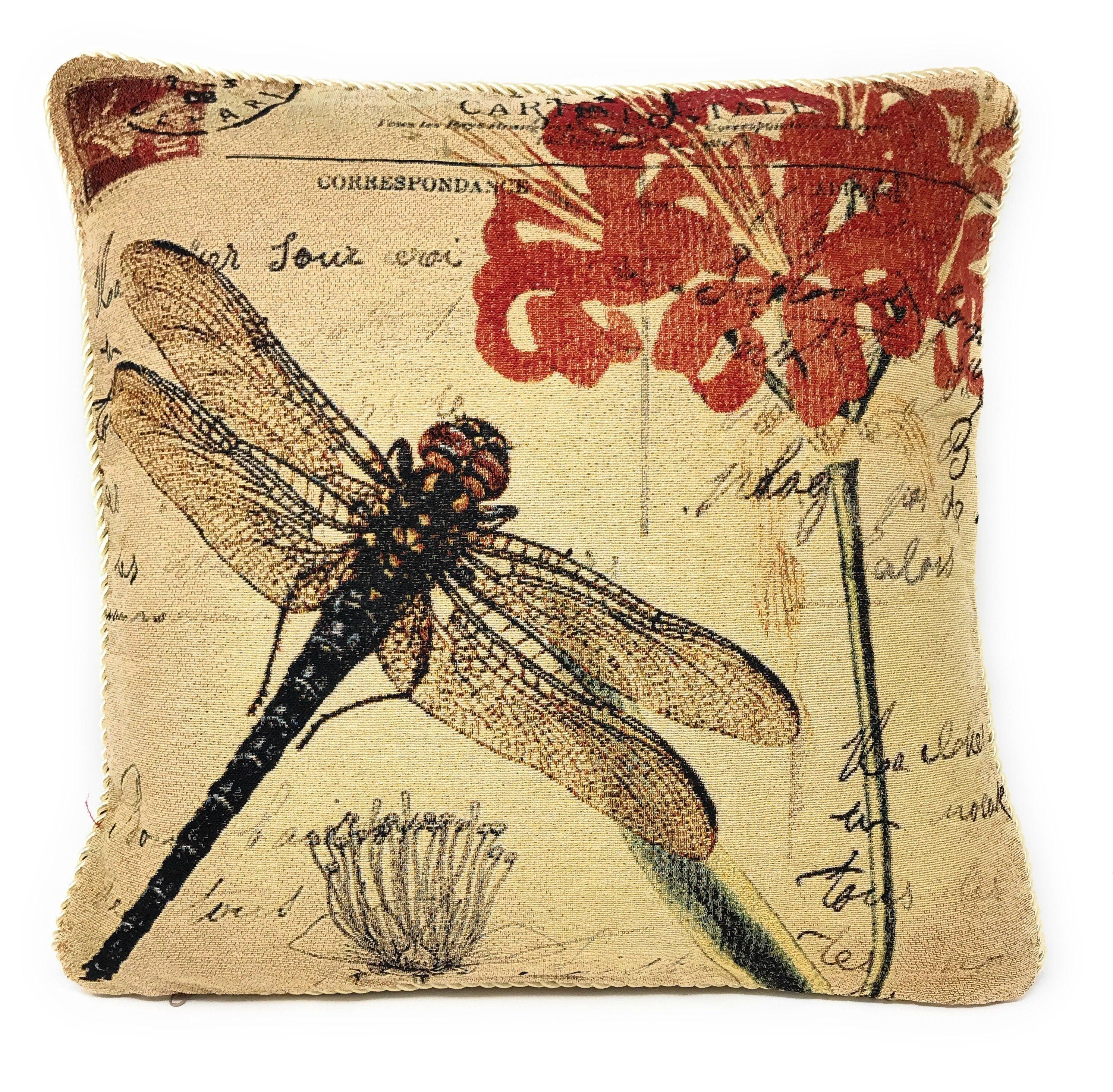DaDa Bedding Dragonfly Dreams Elegant Insect Bug Throw Pillow Cushion