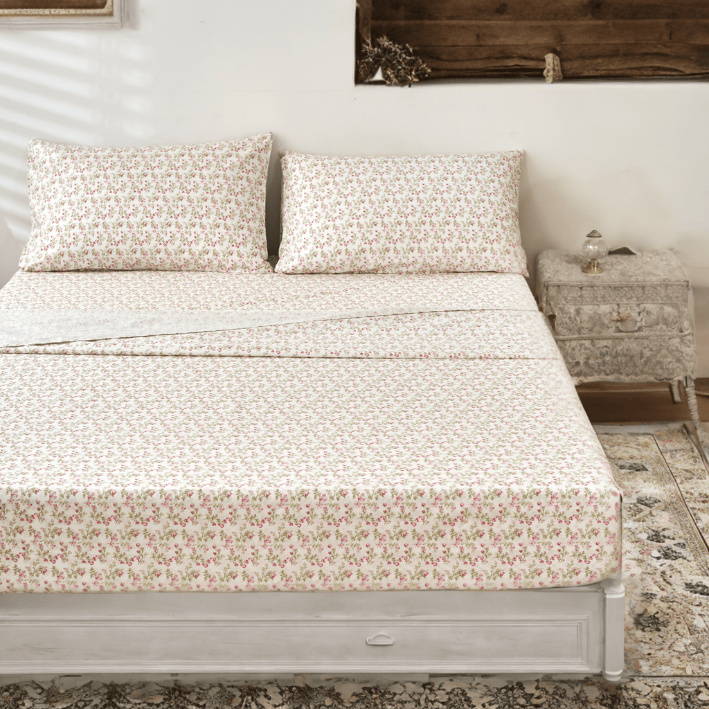 DaDa Bedding Romantic Coquette Floral Cotton Sheet Set