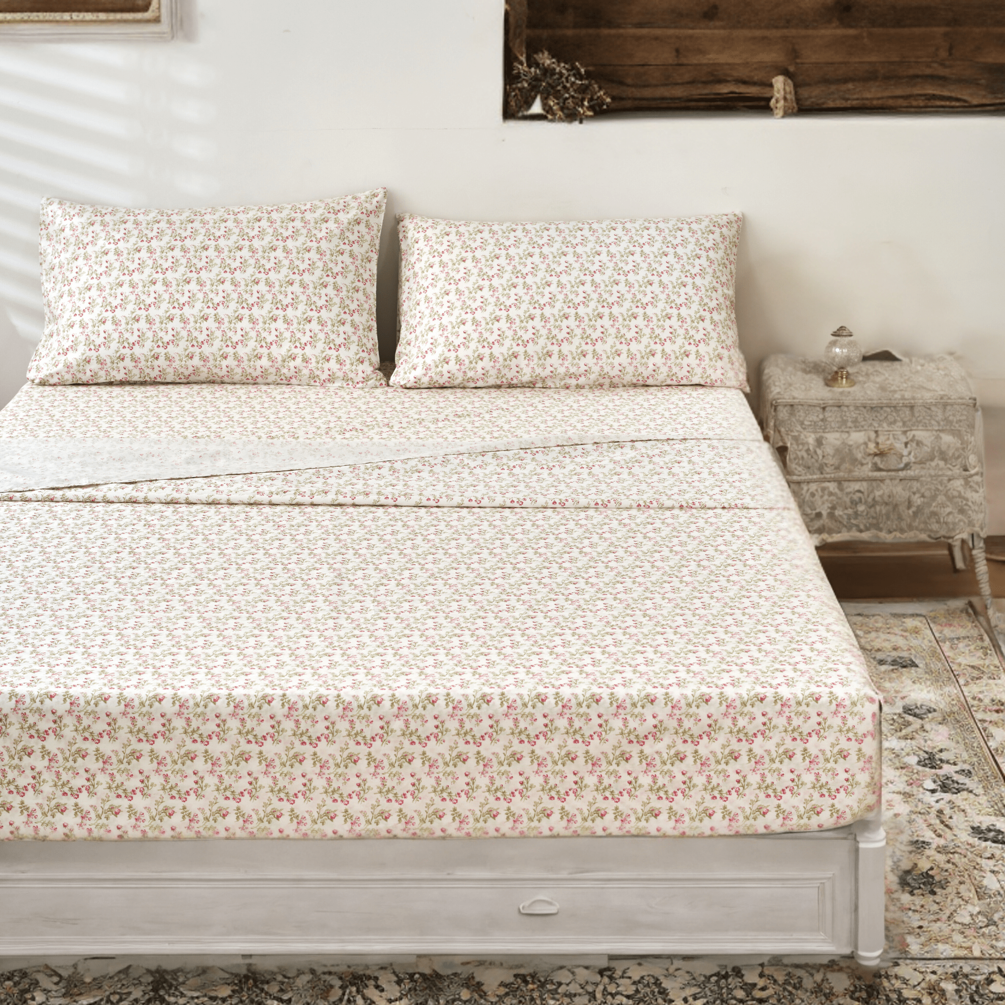 DaDa Bedding Romantic Coquette Floral Cotton Sheet Set