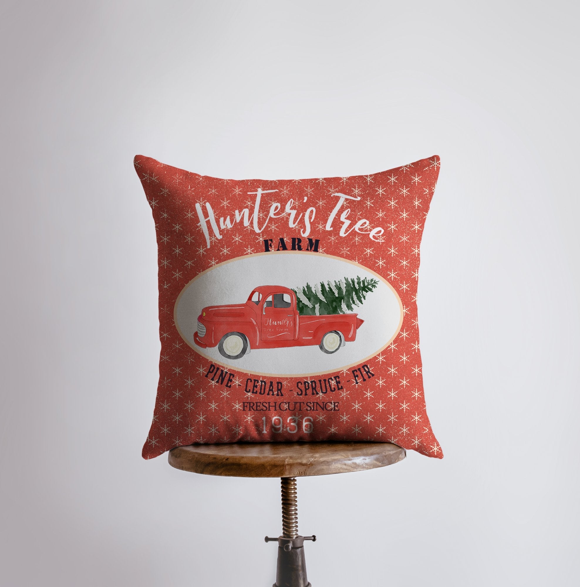 Red Christmas Truck Pillow