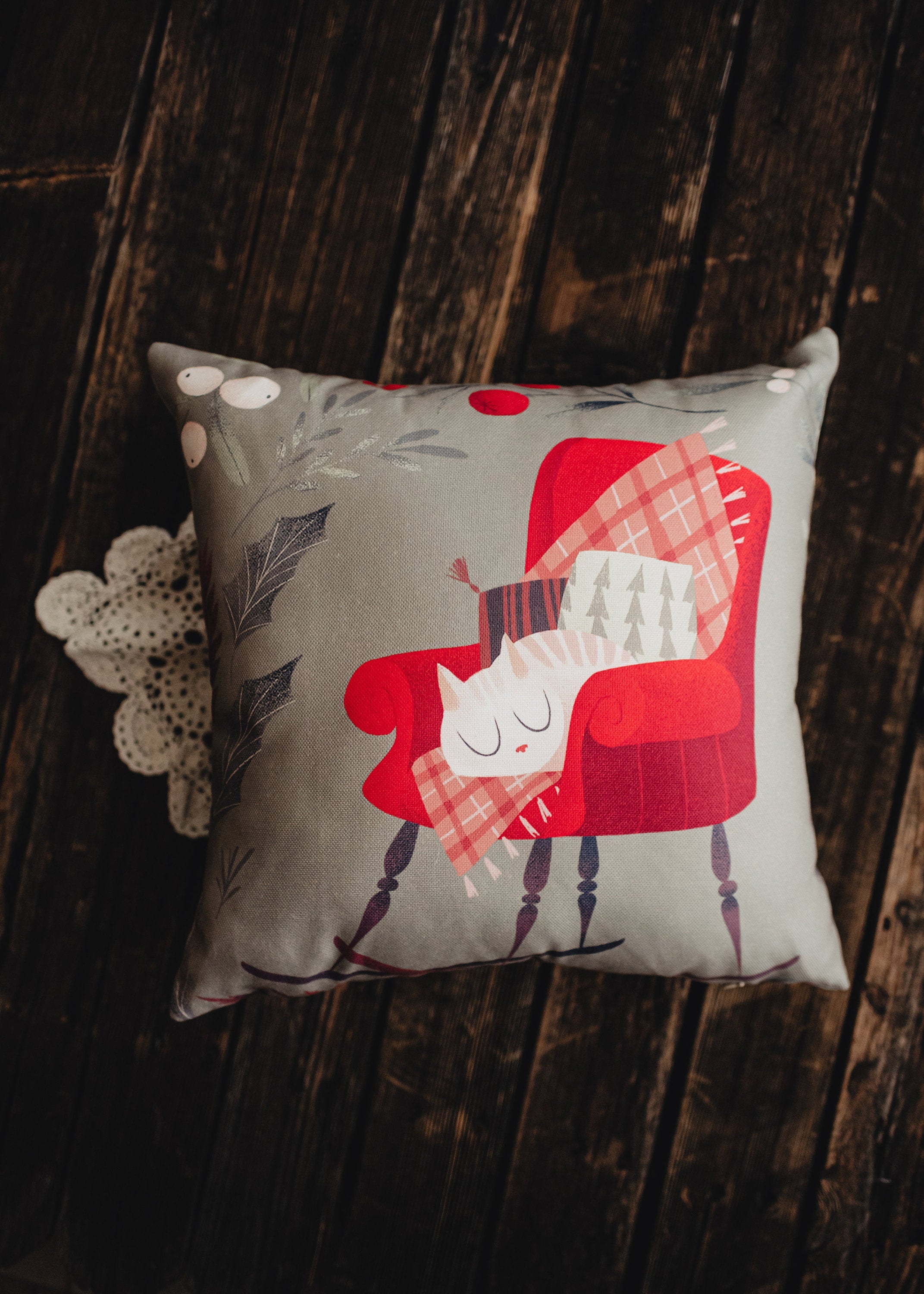 Christmas Kitty Pillow