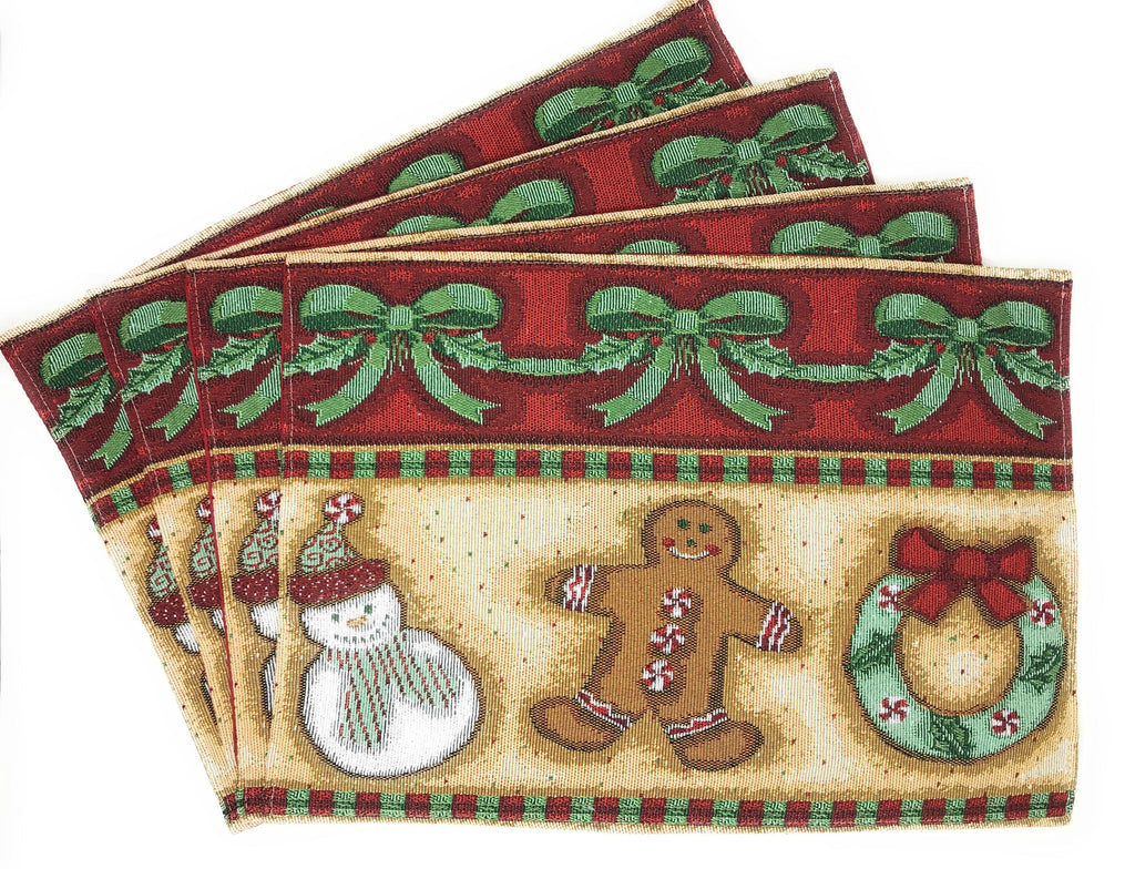 DaDa Bedding Set of 4-Pieces Gingerbread Sweets Holiday Woven Tapestry