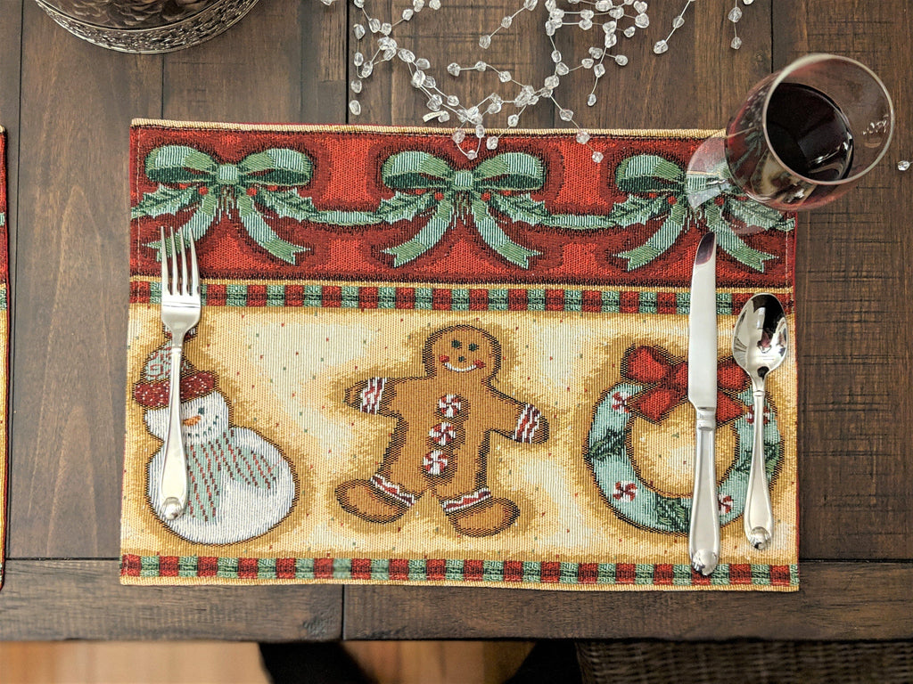 DaDa Bedding Set of 4-Pieces Gingerbread Sweets Holiday Woven Tapestry