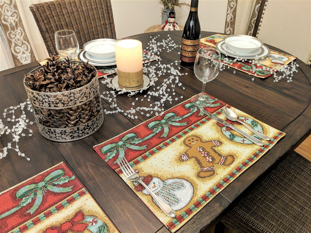 DaDa Bedding Set of 4-Pieces Gingerbread Sweets Holiday Woven Tapestry