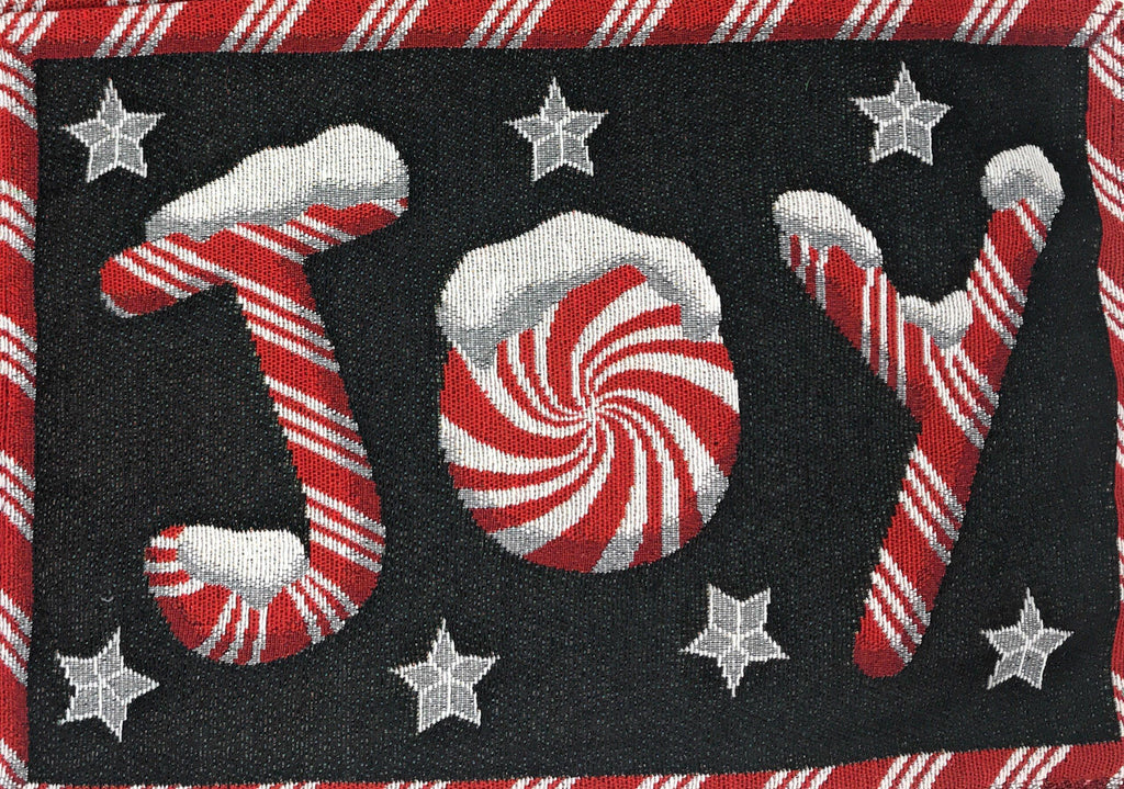 DaDa Bedding Set of 4-Pieces Peppermint Joy Holiday Tapestry Placemats