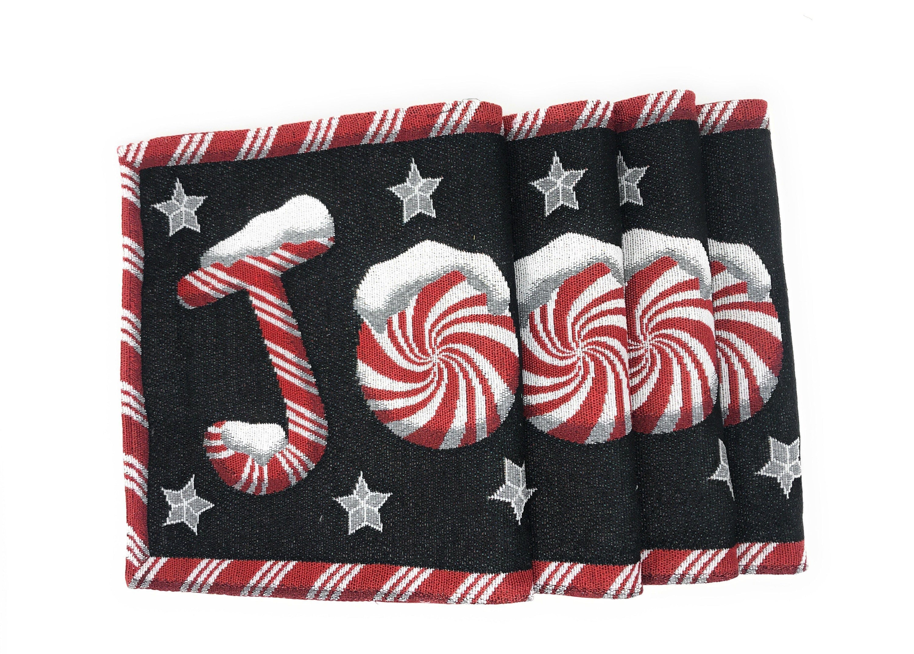 DaDa Bedding Set of 4-Pieces Peppermint Joy Holiday Tapestry Placemats