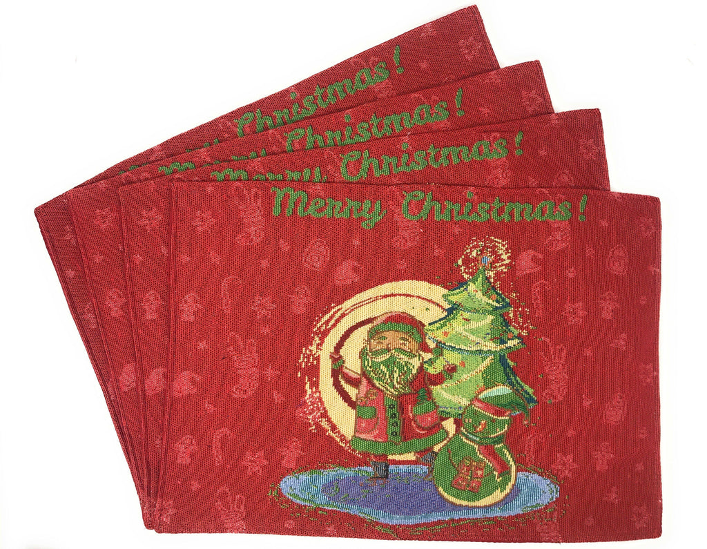 DaDa Bedding Set of 4-Pieces Red Santa Claus Christmas Tapestry