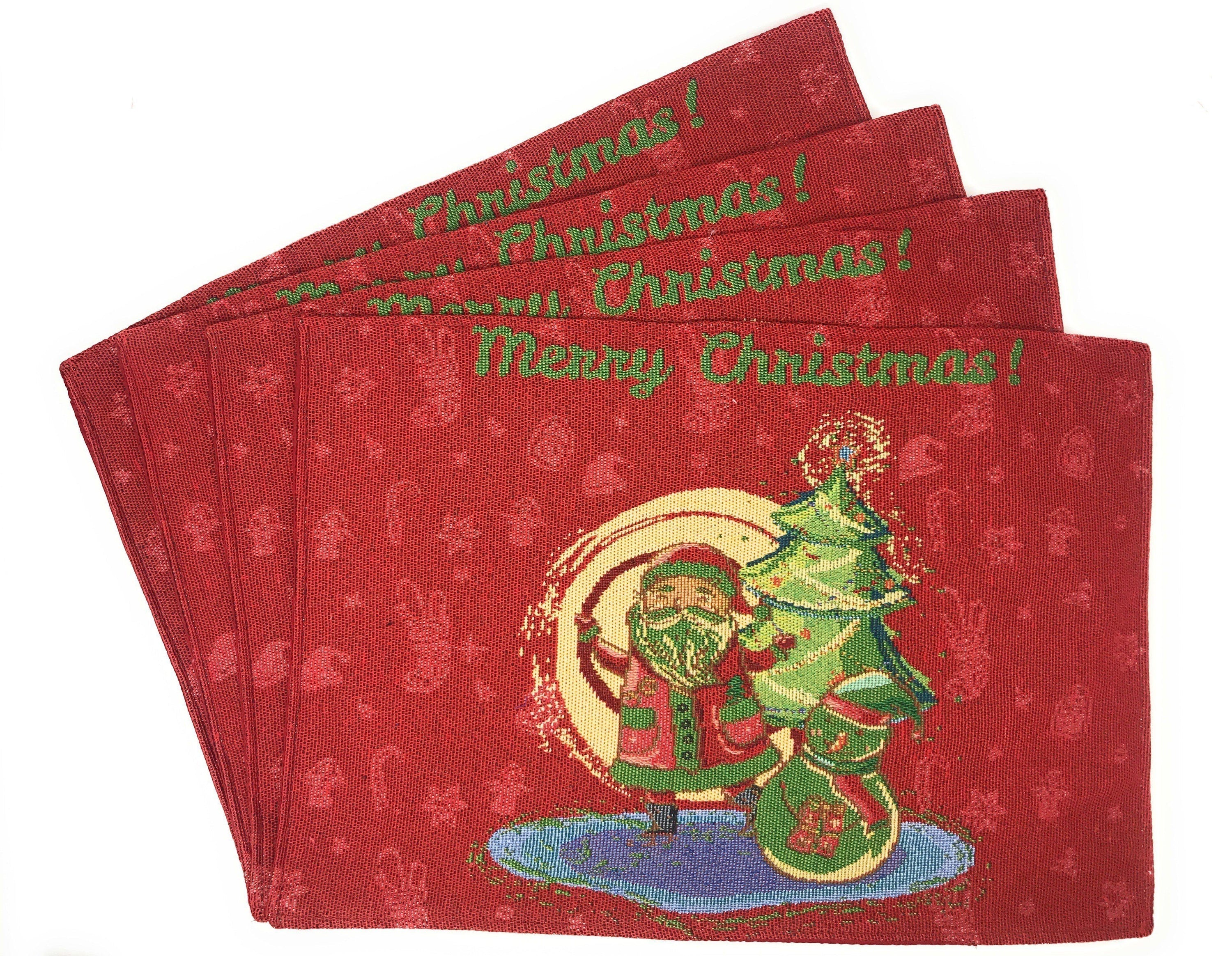 DaDa Bedding Set of 4-Pieces Red Santa Claus Christmas Tapestry