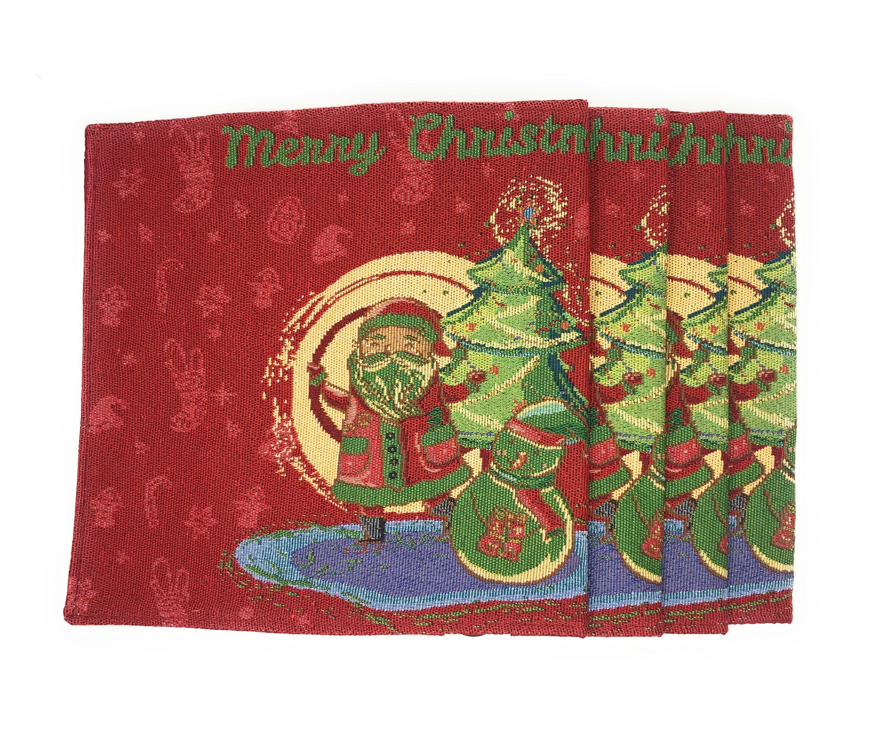 DaDa Bedding Set of 4-Pieces Red Santa Claus Christmas Tapestry