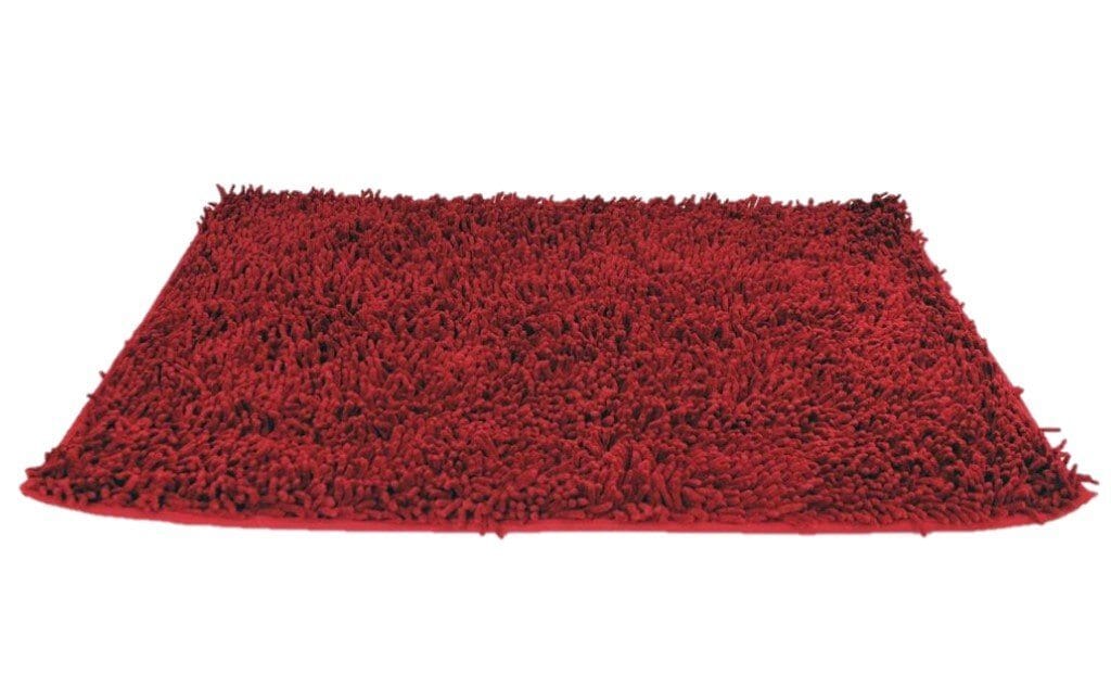 DaDa Bedding Burgundy Red Shaggy Soft Chenille Noodle Carpet Rug Bath