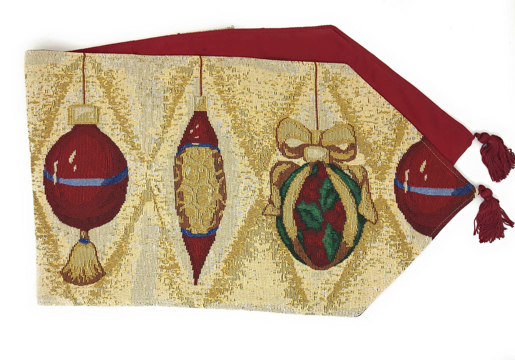 DaDa Bedding Elegant Christmas Ornaments Gold Red Tapestry Dining