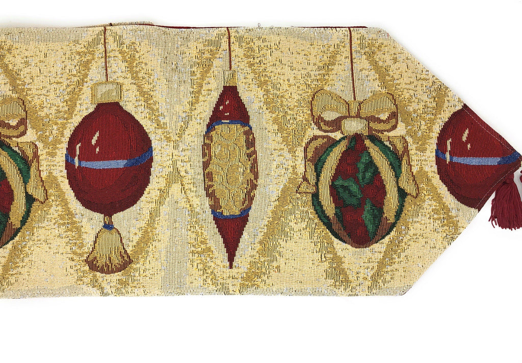 DaDa Bedding Elegant Christmas Ornaments Gold Red Tapestry Dining