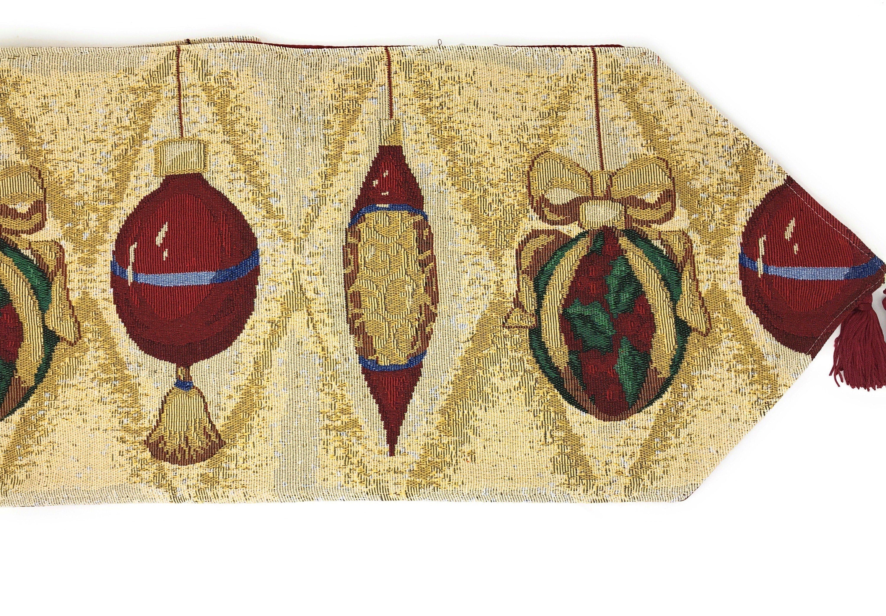 DaDa Bedding Elegant Christmas Ornaments Gold Red Tapestry Dining