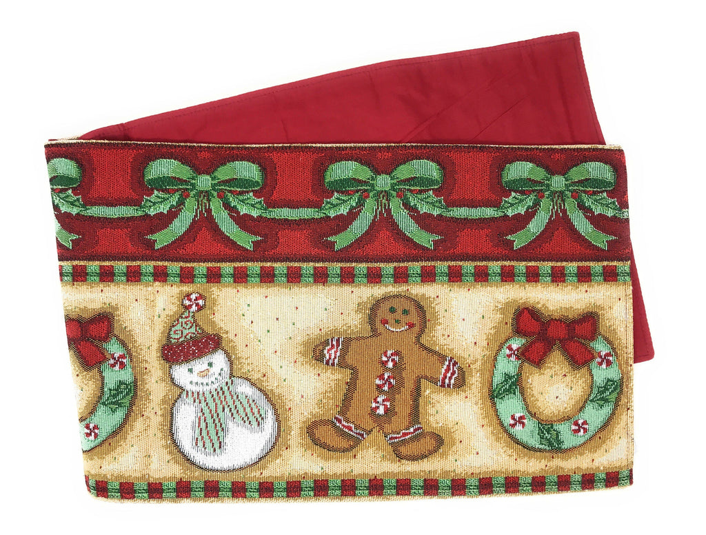 DaDa Bedding Gingerbread Snowman Holiday Woven Tapestry Dining Table