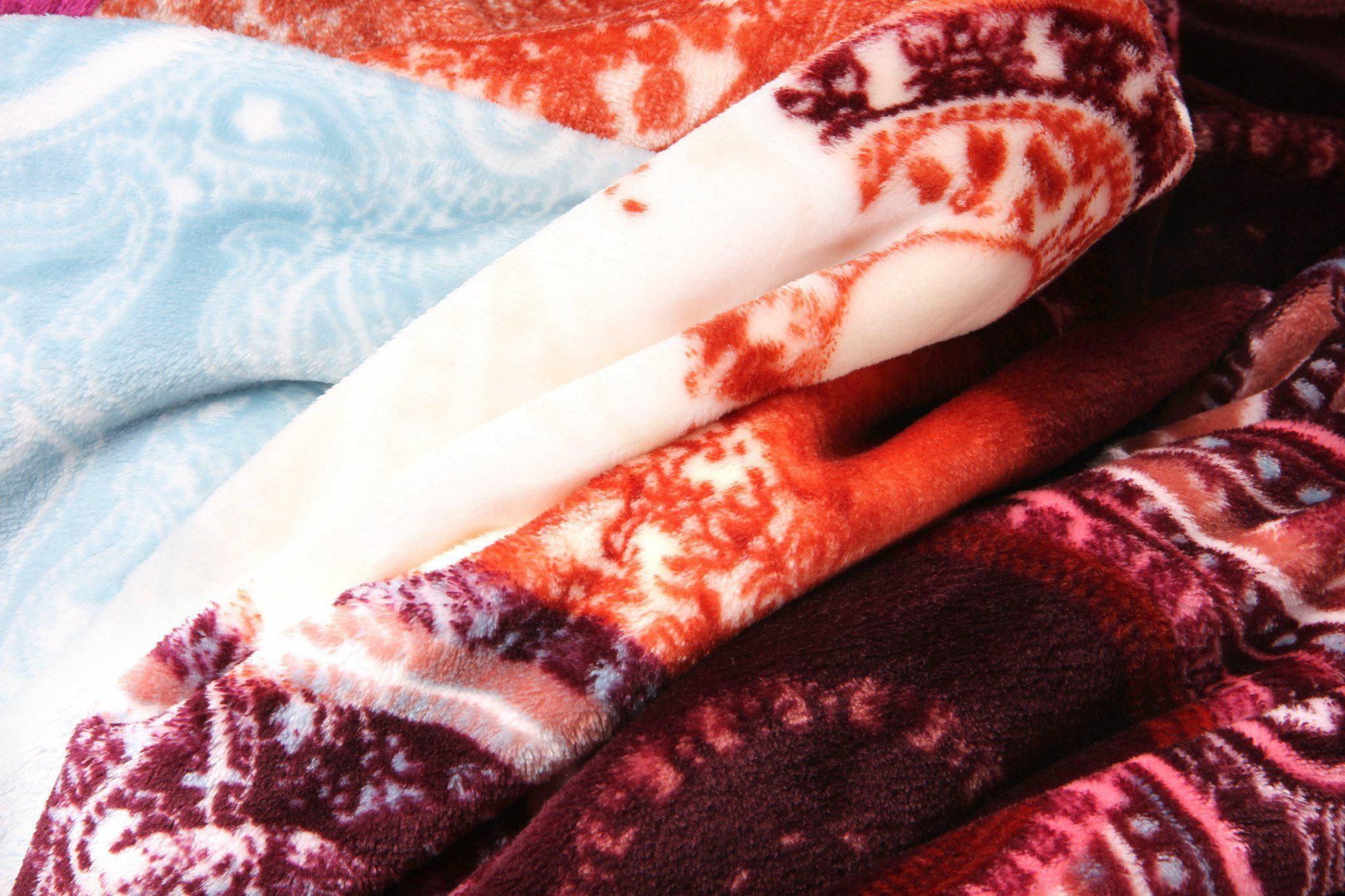 DaDa Bedding Paisley Dreams Floral Burgundy Mink Fleece Flannel Throw