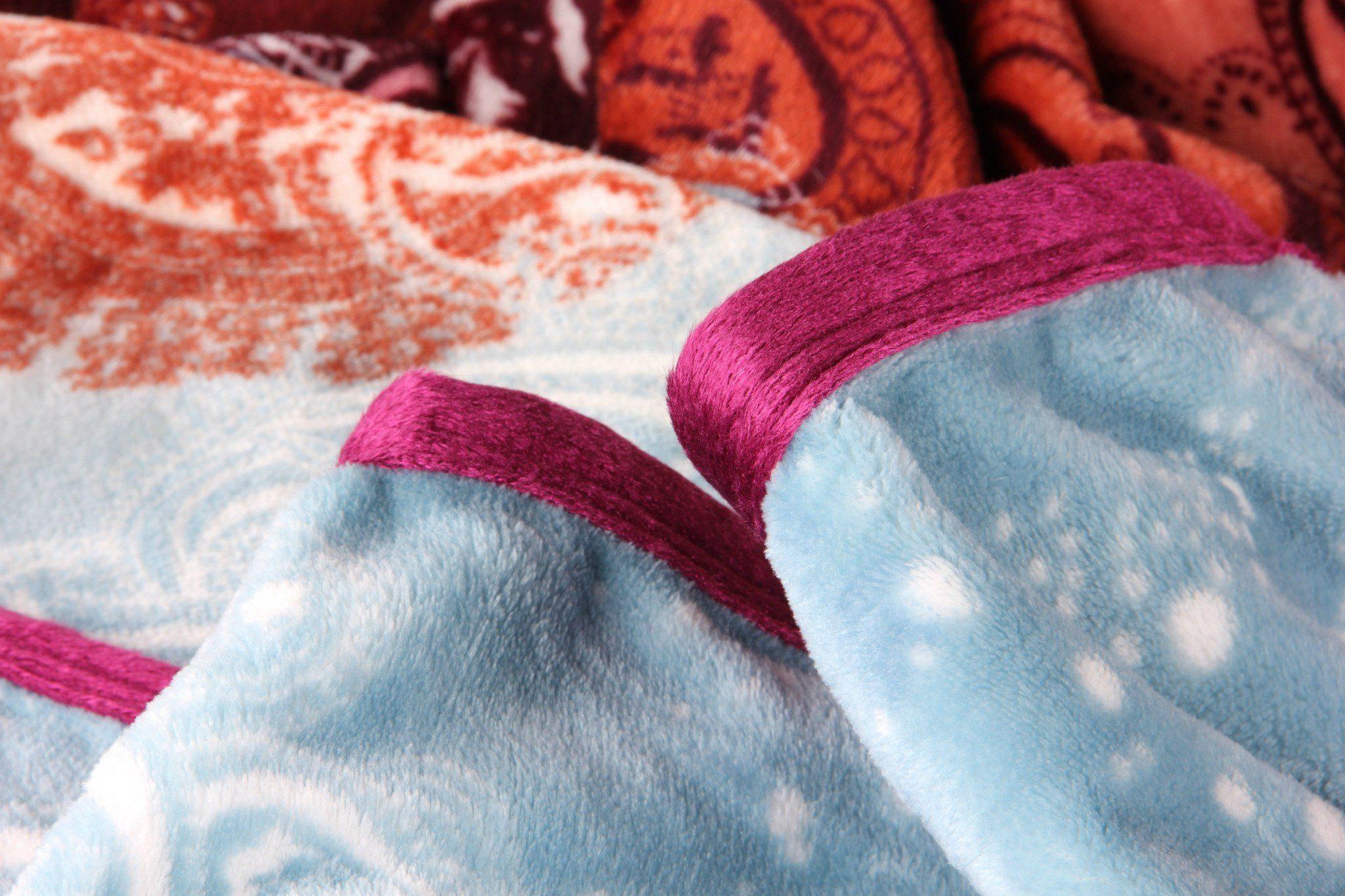 DaDa Bedding Paisley Dreams Floral Burgundy Mink Fleece Flannel Throw