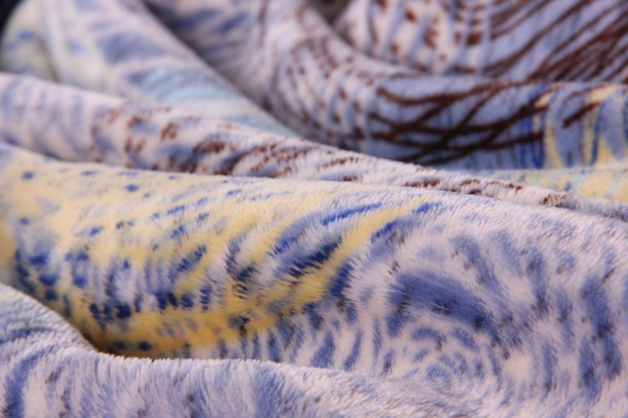 DaDa Bedding Swirly Navy Blue Lagoon Abstract Mink Flannel Fleece